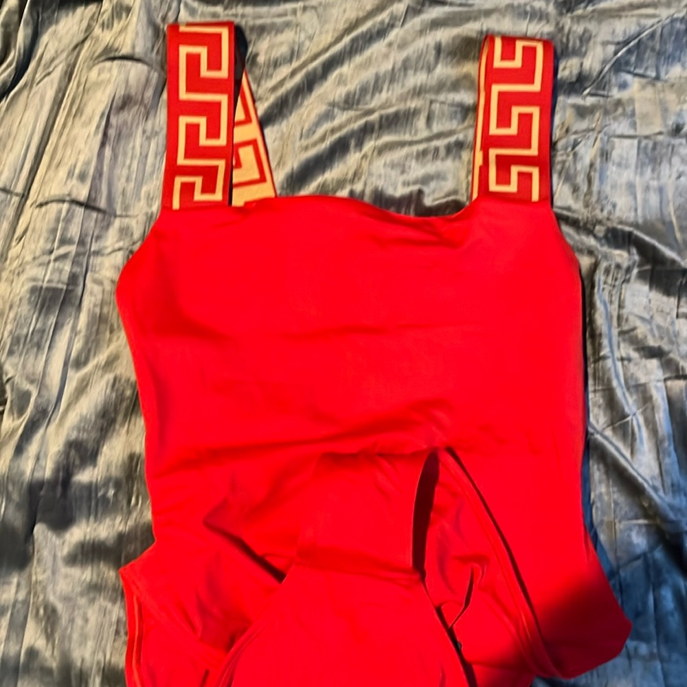 Versace Red One Piece Swimsuit